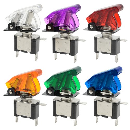 WGCD - Set di 6 interruttori a levetta per auto a LED, 12 V, 20 A, colore:...