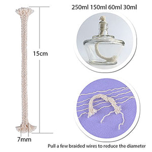 (Dia.7mm) 50 Pezzi 15cm Stoppino per Lampada Olio Alcool Stoppini in Cotone...