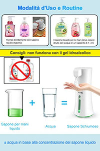 KLAS REMO Dispenser Sapone Automatico, 400ML Bianco(nuova Versione)