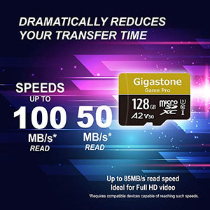 Gigastone Scheda di Memoria Micro SD XC da 128GB e Adattatore. 128 GB A2 V30.