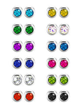 Carica l&#39;immagine nel visualizzatore di Gallery, 12 Paia Orecchino a Bottone in Acciaio Inossidabile Zirconia Piercing ad... - Ilgrandebazar