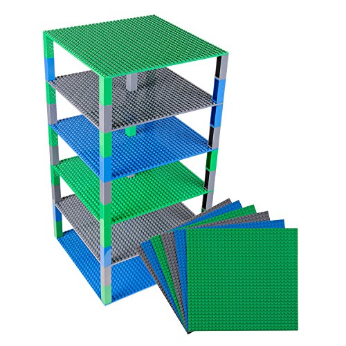 Strictly Briks Set per Costruzione Torre - Include 6 basi Blu/Verde/Grigio