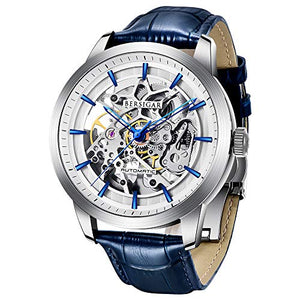 BERSIGAR Orologio da Uomo Automatico Con Meccanismo Di Scheletro Blu - Ilgrandebazar