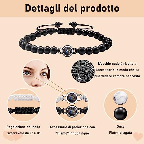 CheersLife Bracciale Coppia Uomo Donna Cuore Bracciali lui e lei Fidanzati  Amicizia Magnetico Regolabile, Regalo per Compleanno San Valentino Natale  per Fidanzata Marito Amico 