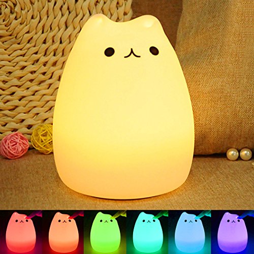 Luce Notturna LED, ikalula molle variopinta del silicone gatto di notte... - Ilgrandebazar