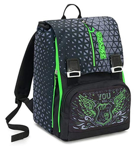 Zaino Estensibile Big Seven Winged, 28 Lt, Nero, Sdoppiabile, Scuola & Tempo...