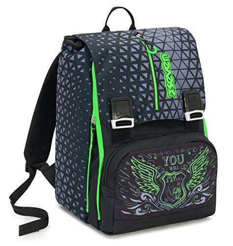 Zaino Estensibile Big Seven Winged, 28 Lt, Nero, Sdoppiabile, Scuola & Tempo...