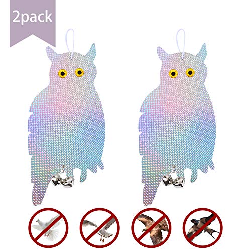 Herefun 2 Pezzi Gufo Spaventapasseri Riflettenti, Repellente Uccelli, Gufo...