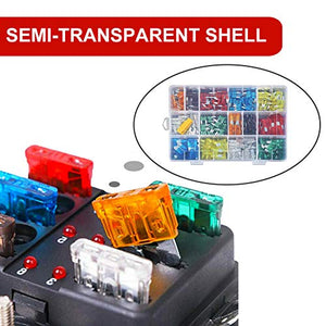 Fusibili auto 300, set assortimento di fusibili mini lama (2A 3A 5A 7.5A 10A...