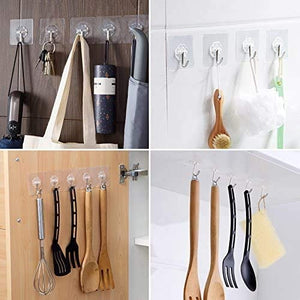 LABOTA 20PCS Ganci Adesivi Trasparenti,Gancio a Parete per Cucina con Ganci in Acciaio Asciugamano da Bagno Ganci a soffitto