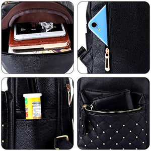 Vbiger Zaino Donna Pelle Zainetto Casual Nero