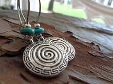 Carica l&#39;immagine nel visualizzatore di Gallery, ✿ SPIRALE BOHO ETNO NATURAL STONE ✿ orecchini gancio lunghe con rondella di...