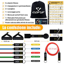 Carica l&#39;immagine nel visualizzatore di Gallery, COFOF Set Elastici Fitness, [5 Elastici Fitness], Elastici Palestra con Impugnature Grandi, Cavigliere, Ancoraggio Porta, ideale per Pilates, Allenamento Della Forza, Fisioterapia