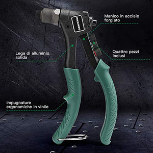 Rivettatrice, METAKOO Pistola per Rivetti con 40 Rivetti, Testine MHR01H