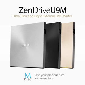 Asus Masterizzatore Esterno ZenDrive U9M TYPE C, Ultra Slim 8x, Argento - Ilgrandebazar