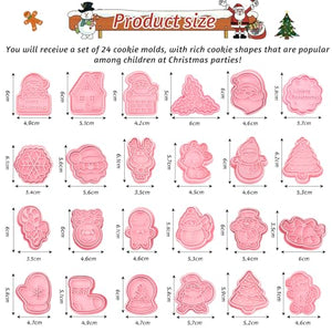24 Pezzi Formine per Biscotti Natalizi, Tagliabiscotti Natale Formine Biscotti Natale 3D Stampi Biscotti Natale, Formine Biscotti Natale per Decorare Torta, Biscotto, Dolci (Natale 24)