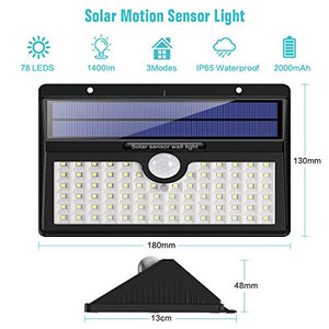Luci Solari Esterno, HETP 78 LED Super Luminosa Lampada Solare con Sensore...