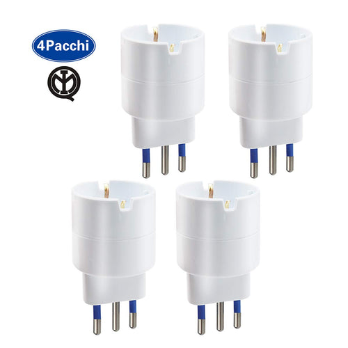 EXTRASTAR Set 4 Adattatori da Schuko a Spina presa- 4 Pezzi, Bianco - Ilgrandebazar