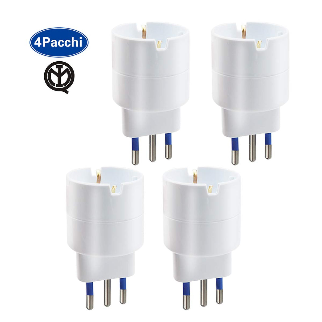 EXTRASTAR Set 4 Adattatori da Schuko a Spina presa- 4 Pezzi, Bianco - Ilgrandebazar
