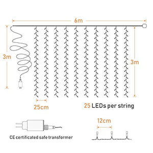 Tenda Luminosa, Hezbjiti Luce Stringa 600 Leds & Adattatore Spina Uk-eu