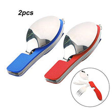 Carica l'immagine nel visualizzatore di Gallery, QitinDasen 2Pcs Premium 4 in 1 Pieghevole Campeggio Posate, Staccabile 4 in...