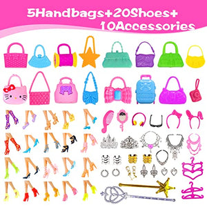 56 Set Abbigliamento e Accessori per Barbie Doll, Accessori per Bambole Mini Vestiti Abiti Pantaloni Bikini Scarpe Borsa Accessori per 11.5 Pollici Principessa Bambola (Consegna Casuale)
