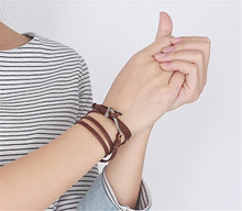 Carica l&#39;immagine nel visualizzatore di Gallery, Vnox Bracciale unisex in acciaio inossidabile e pelle marrone, con àncora, a... - Ilgrandebazar