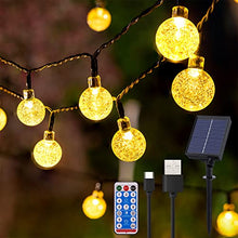 Carica l'immagine nel visualizzatore di Gallery, Catena Luminosa Esterno Solare - 60 LED 11.5M Luci Solari per Giardino 8 Modalità Impermeabile Luci Solari Esterno Telecomando Lucine Decorative per Esterno Giardino Matrimonio Festa(Bianco Caldo)