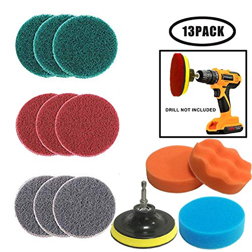 JOQINEER 13 Pezzi Pagliette Abrasive per Elettrico Trapano - Pulitore 13Pcs