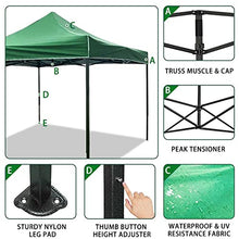 Carica l'immagine nel visualizzatore di Gallery, BAKAJI Gazebo 3 x 3 metri Pieghevole Tessuto Poliestere Impermeabile Struttura in Metallo Richiudibile a Fisarmonica Tendone Portatile Fiera Mercato Giardino Esterno + Sacca per Trasporto (Verde)