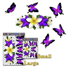 Carica l&#39;immagine nel visualizzatore di Gallery, Fiore Viola Frangipani Plumeria Piccolo Grappolo + farfalla adesivo... - Ilgrandebazar