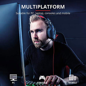Trust Cuffie Gaming GXT 322 Carus, con Microfono Flessibile, Controllo Nero