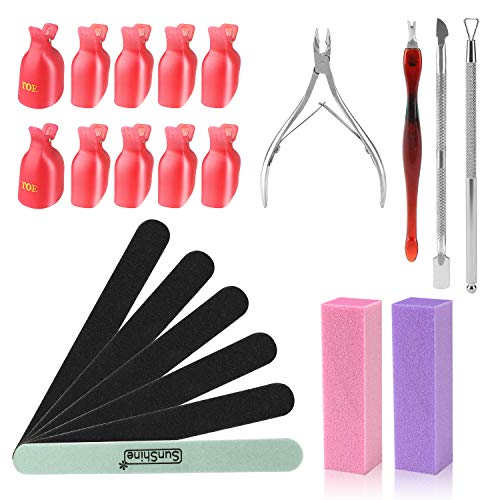 Kit Rimozione Smalto Semipermanente Clip, 10 x Clip per Dita, 6 x rosso04