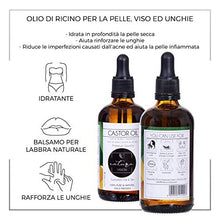 Carica l'immagine nel visualizzatore di Gallery, Olio di Ricino 100ml, Bottiglia di vetro, 100% Puro Spremuto a Freddo, Stimola la Crescita dei Capelli, Ciglia e Sopracciglia, Rinforza le unghie. Un ottimo rimedio per la tua pelle. Set di Pennelli