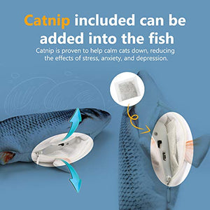 DazSpirit Giocattolo per Pesci in Movimento Gatto - Catnip Incluso, nero