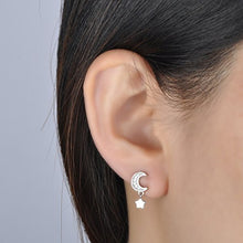 Carica l&#39;immagine nel visualizzatore di Gallery, Infinite U, eleganti orecchini a forma di stella e luna, in argento Sterling... - Ilgrandebazar