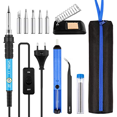 Saldatore a Stagno, WOWGO 60W 12 IN 1 Stagno per Saldatura Kit con 5 Punte,...