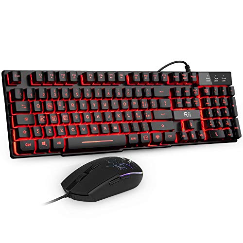 Rii Gaming RK101 (Layout Italiano) - Set Tastiera e Mouse da Gioco,...