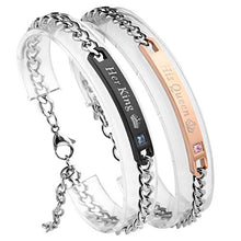 Carica l&#39;immagine nel visualizzatore di Gallery, Jovivi Bracciale Coppia in Acciaio Inox Her King + His Queen (può originale - Ilgrandebazar