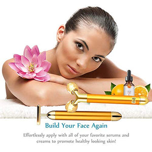 2-IN-1 Beauty Bar 24k Golden Pulse Facial Face Massager, Electric Waterproof... - Ilgrandebazar
