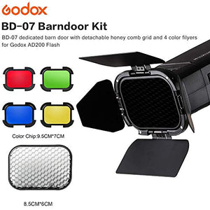 GODOX BD-07 Porta Barn con Staccabile Griglia a Nido d'ape e 4 Filtri BD07
