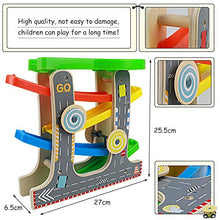 Carica l'immagine nel visualizzatore di Gallery, Nuheby Pista in Legno per Macchinine con 4 Auto da Corsa 4 Rampa Giocattolo...