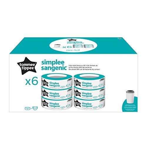 Tommee Tippee Simplee Sangenic Ricarica x 6, solo per 6 Pezzi, Bianca