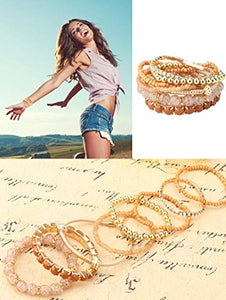Milacolato 4 Set Braccialetti Impilabili per Donne con Perline... - Ilgrandebazar