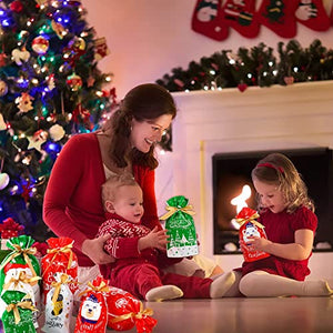 DERAYEE Sacchetti Regalo Natale,34 pezzi Busta Regalo Natalizi con Coulisse,Borsa di Regalo Varie Misure per Feste di Natale(6 stili)