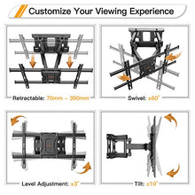 Carica l'immagine nel visualizzatore di Gallery, Supporto TV con Braccio Girevole ed Estendibile- Supporto per Montaggio su Parete per TV da 37"-70”, Max VESA 600x400, Supporto Ultra Resistente 60 kg
