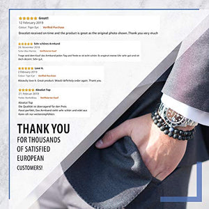 GOOD.designs ® Bracciale con perle di lava nera o onice (per uomo e Blu - Ilgrandebazar