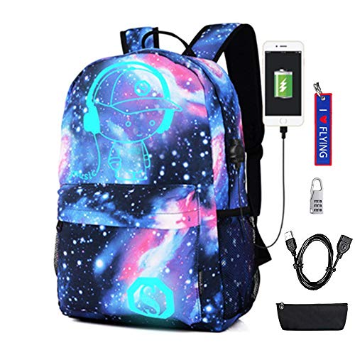 Zaino di svago luminoso con porta USB Stellato Ragazzino Di Musica Blu