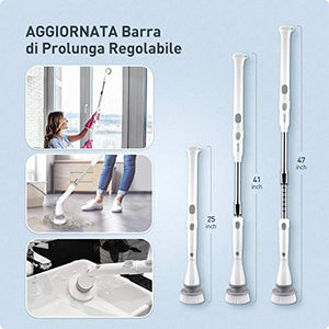 Homitt Spazzola per Pulizia,Spin Scrubber con 4 testine Regolabili e Bianco - Ilgrandebazar