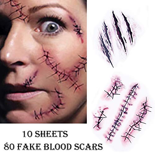Chengzhi I Tatuaggi temporanei (10 Fogli) - Halloween Zombie Scars Tatuaggi... - Ilgrandebazar
